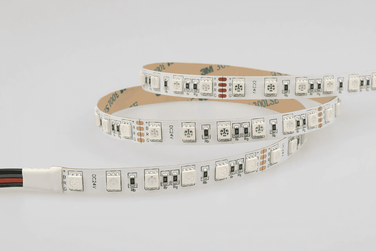 A reel of RGB LED strip light, unlit