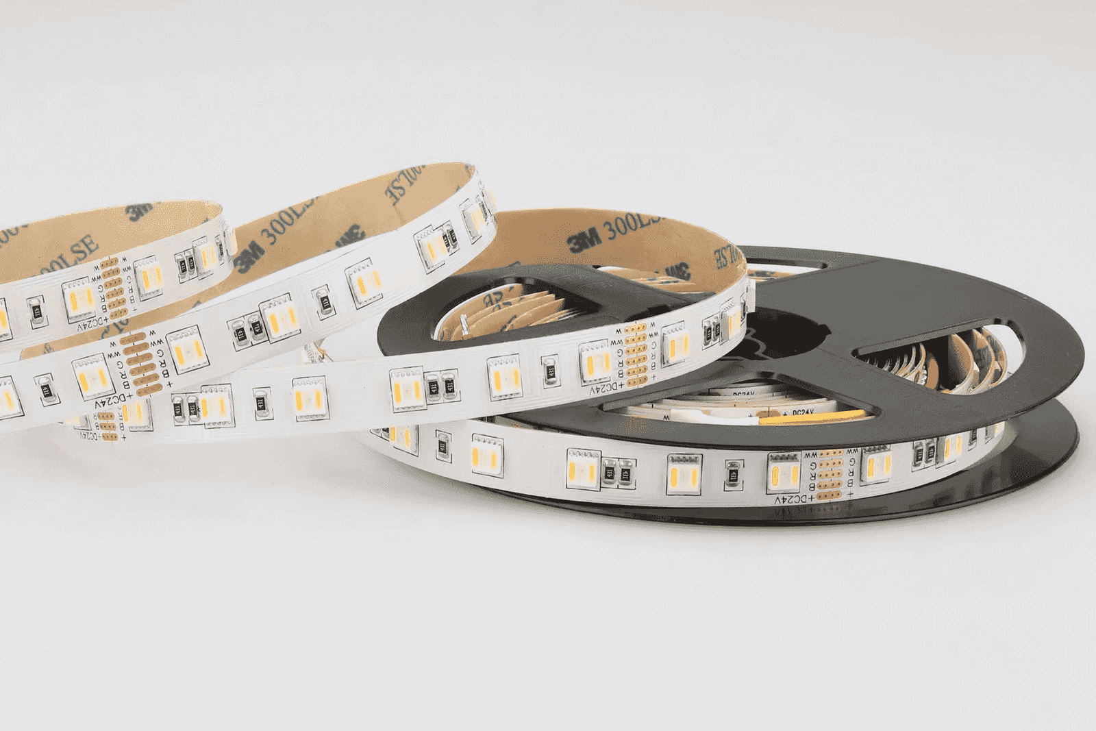 A reel of RGBCCT LED strip light, unlit