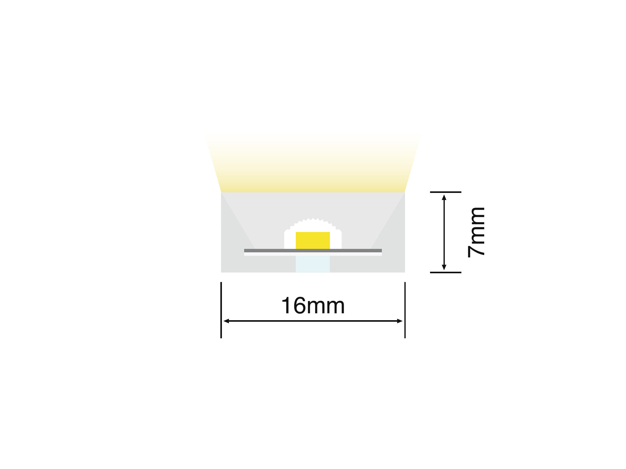 NA-T1607 cross section showing the 16 mm by 7 mm silicone profile