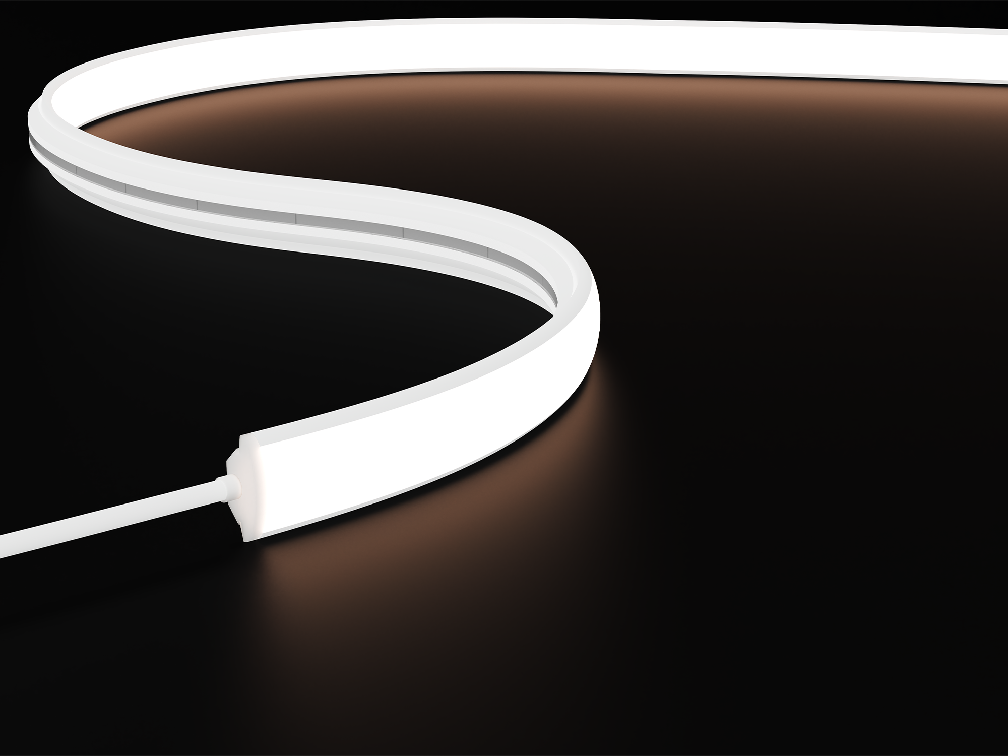 NC-T2210 corner-mount top-bend LED neon flex with a white silicone body and illuminated top surface
