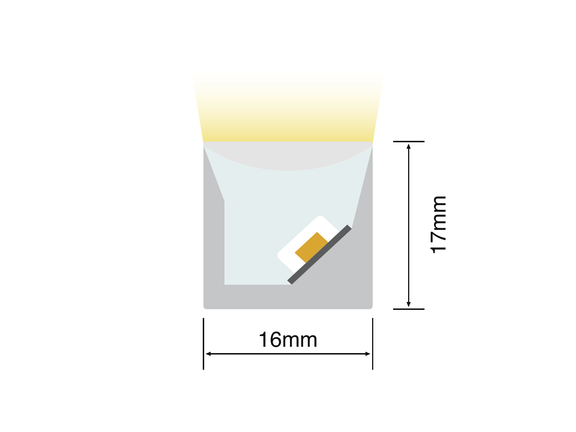 NS-3D1617 cross section showing the 16 mm by 17 mm silicone profile