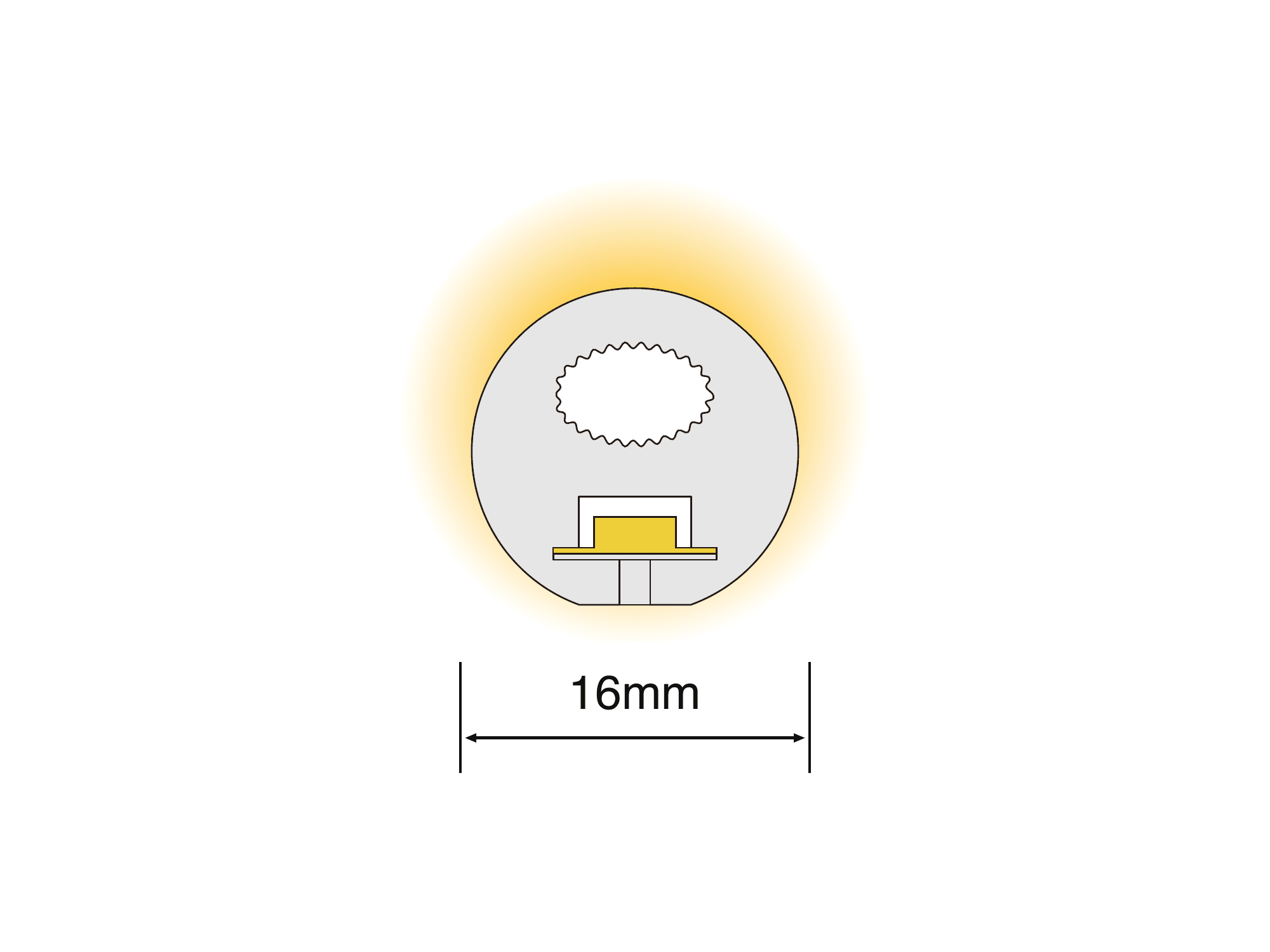 NS-R16 cross section showing the 16 mm round silicone profile
