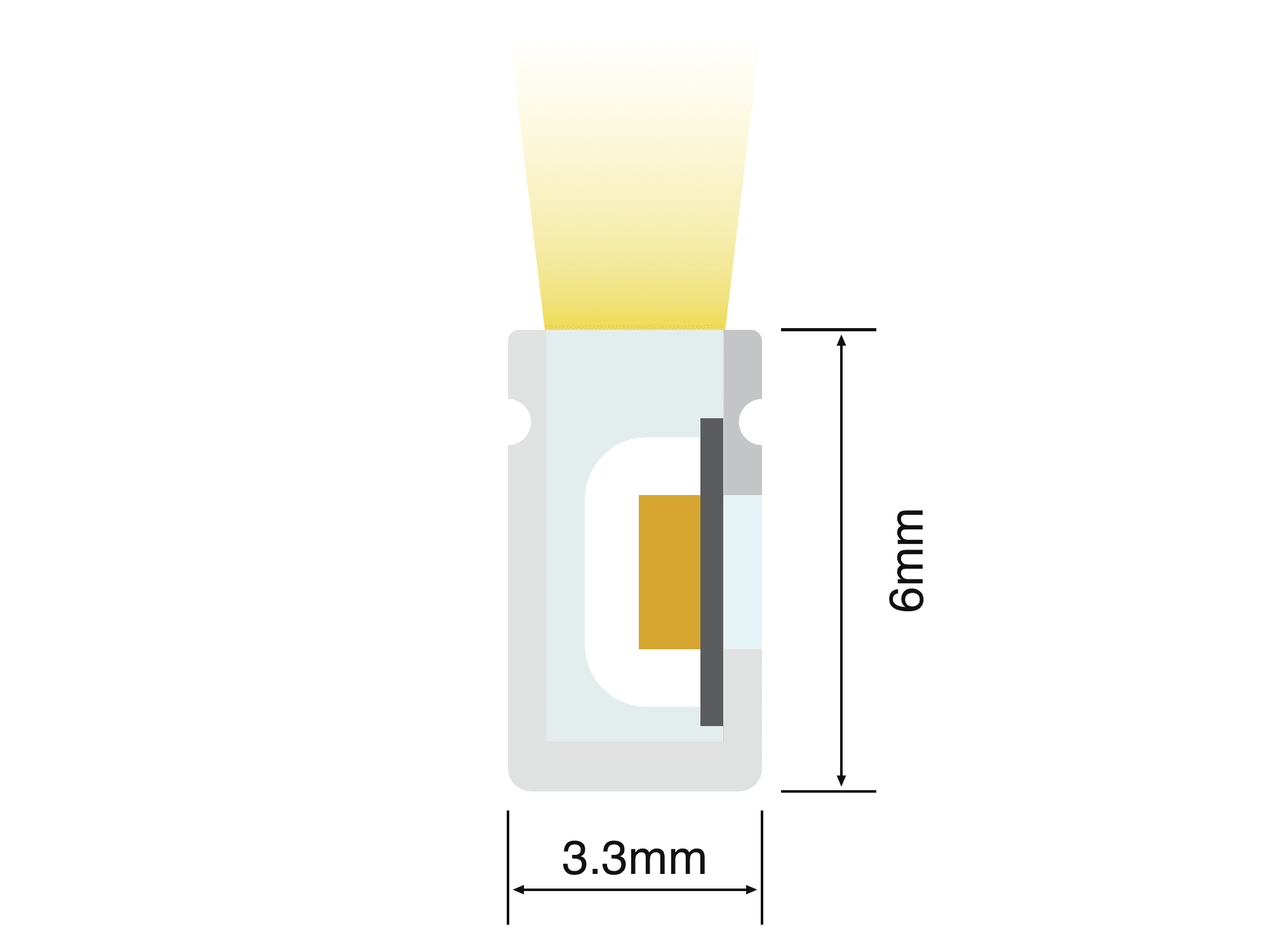 NS-S0306 cross-section drawing showing the 3.3 mm by 6 mm silicone profile