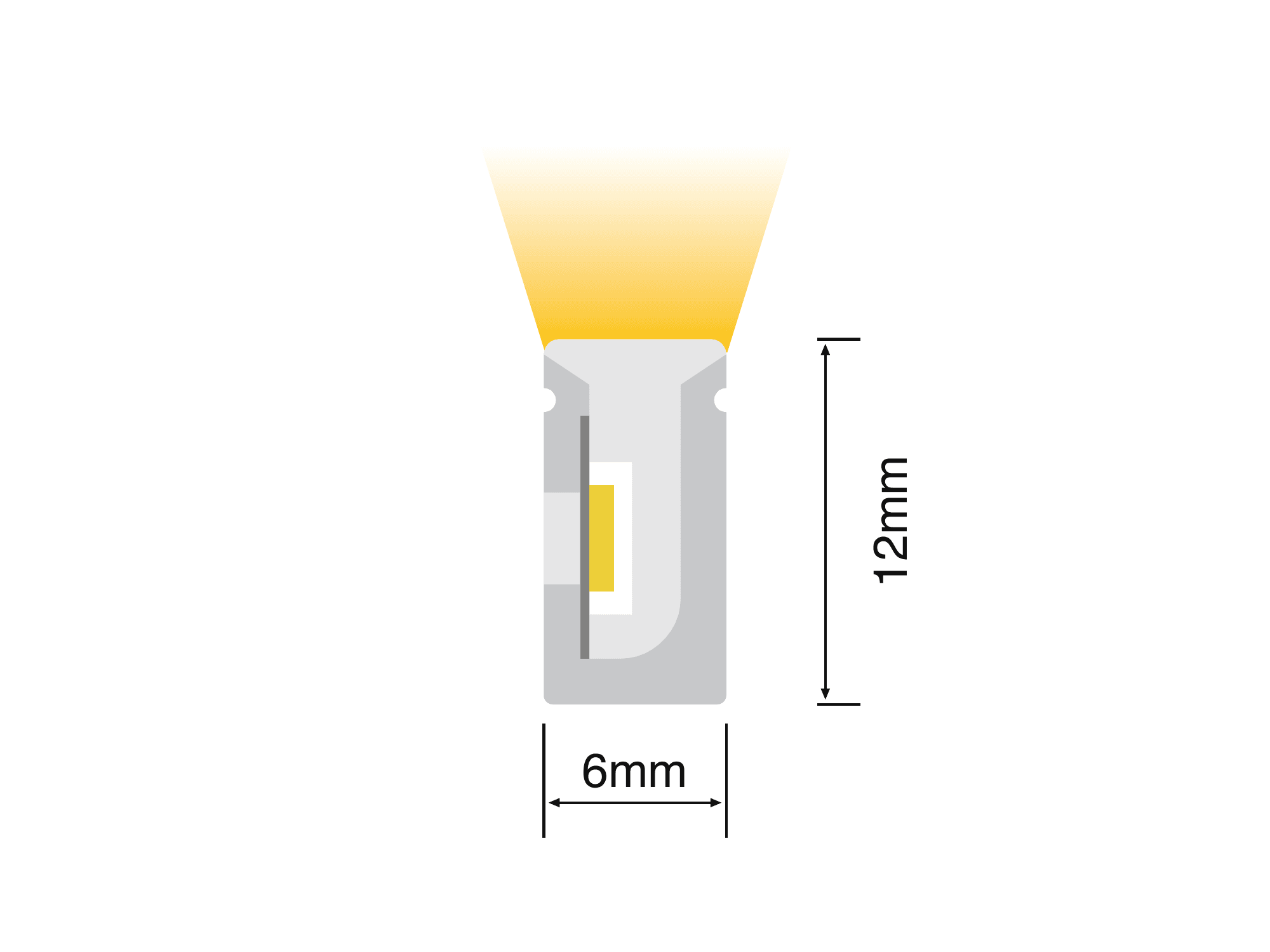 NS-S0612 cross-section drawing showing the 6 mm by 12 mm silicone profile