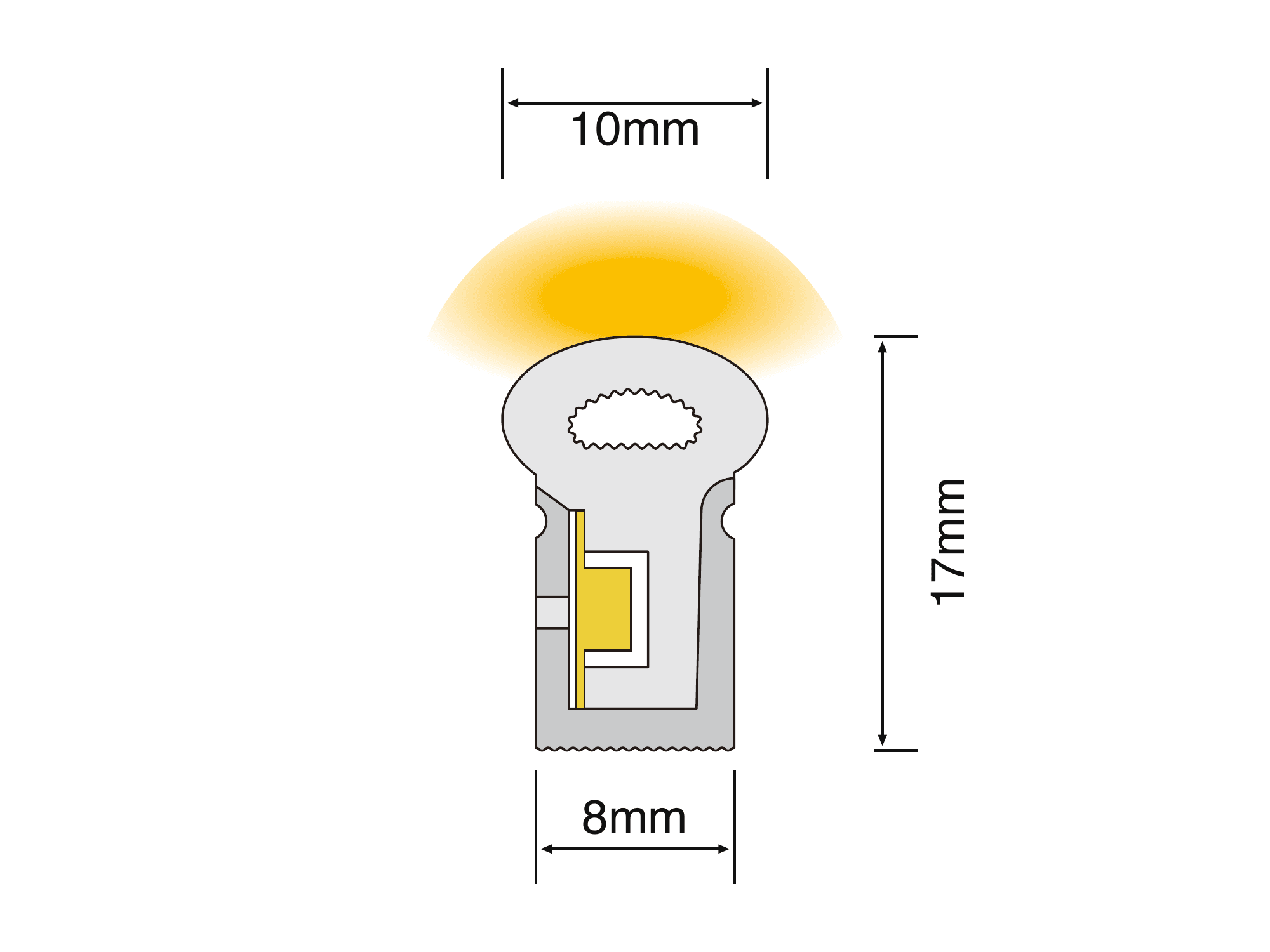 NS-S0817 cross-section drawing showing the 8 mm by 17 mm silicone profile
