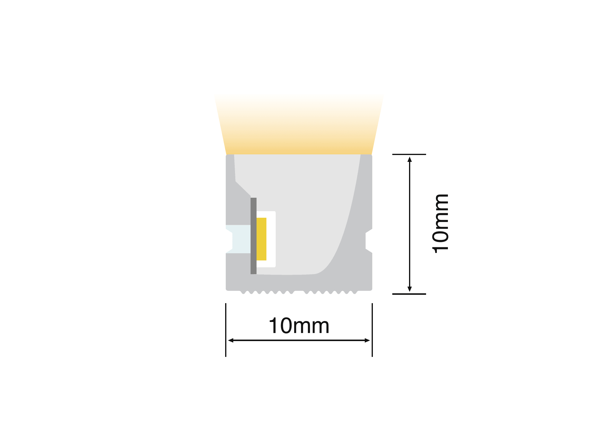 NS-S1010 cross-section drawing showing the 10 mm by 10 mm silicone profile