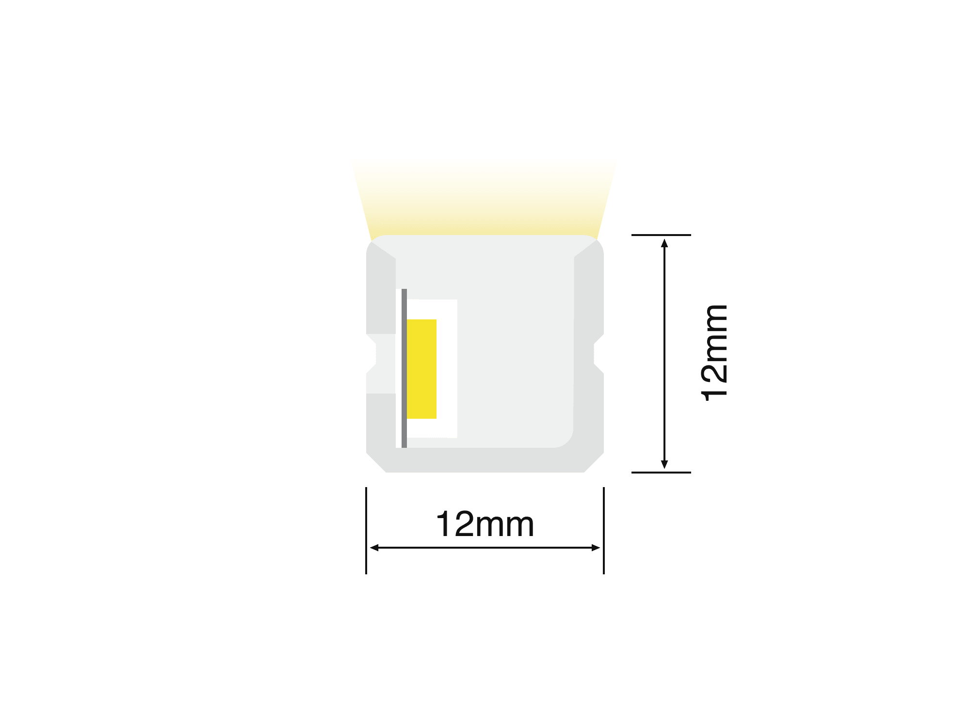 NS-S1212 cross-section drawing showing the 12 mm by 12 mm silicone profile