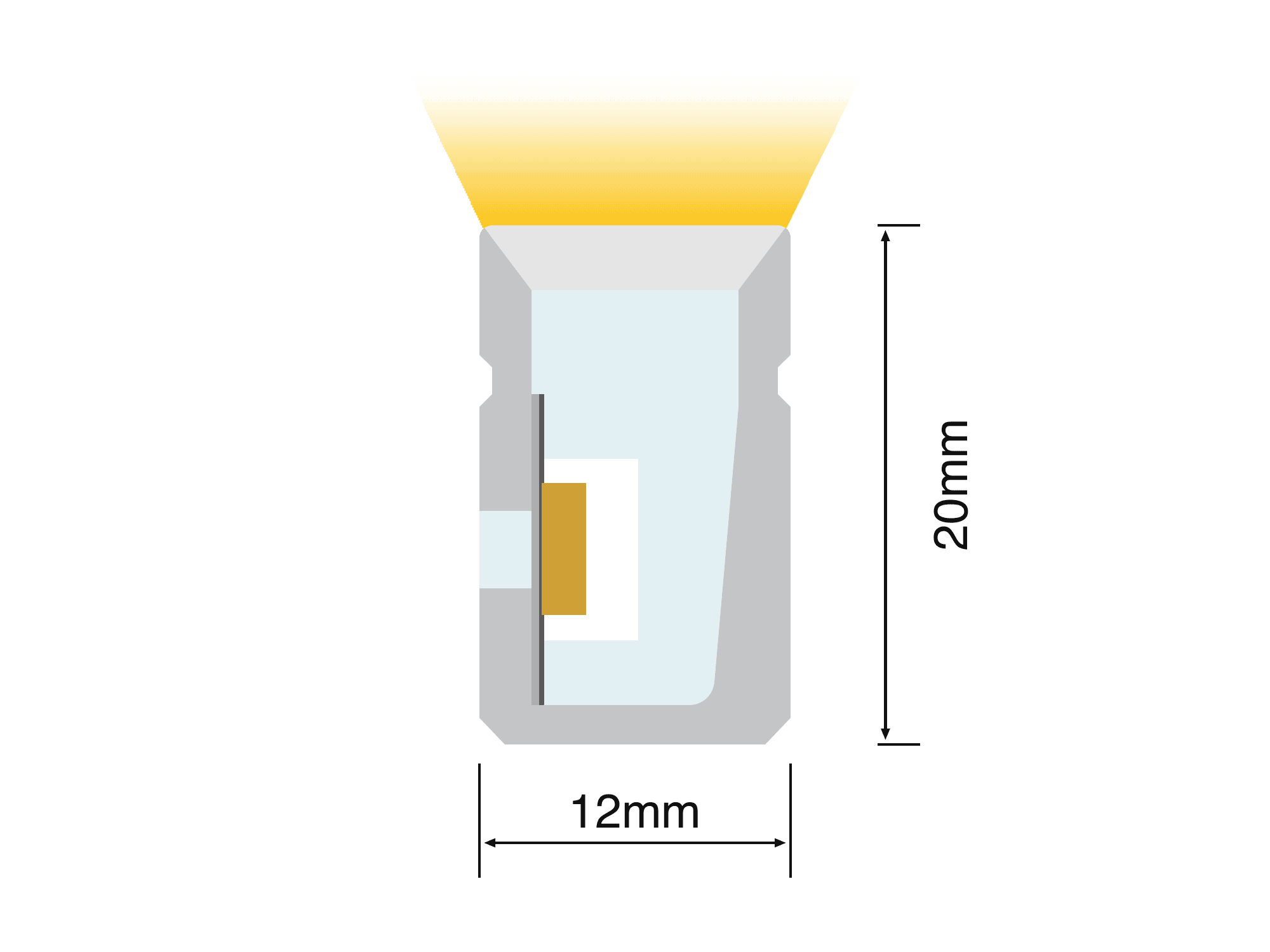 NS-S1220 cross-section drawing showing the 12 mm by 20 mm silicone profile