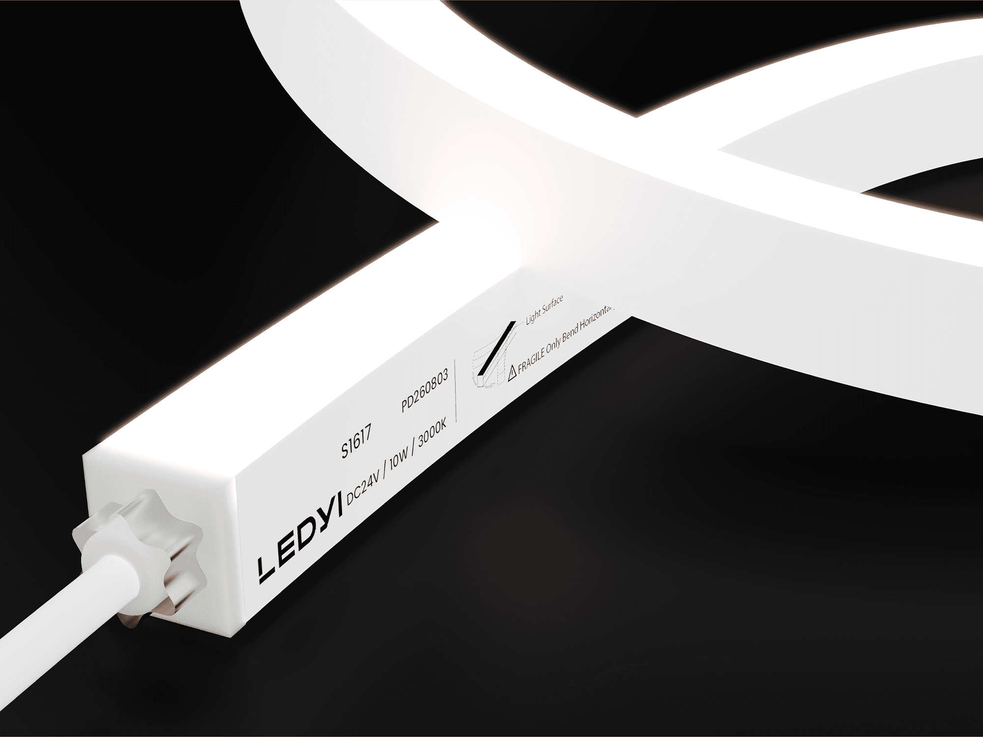 NS-S1617 side-bend LED neon flex with a white silicone body and illuminated side surface