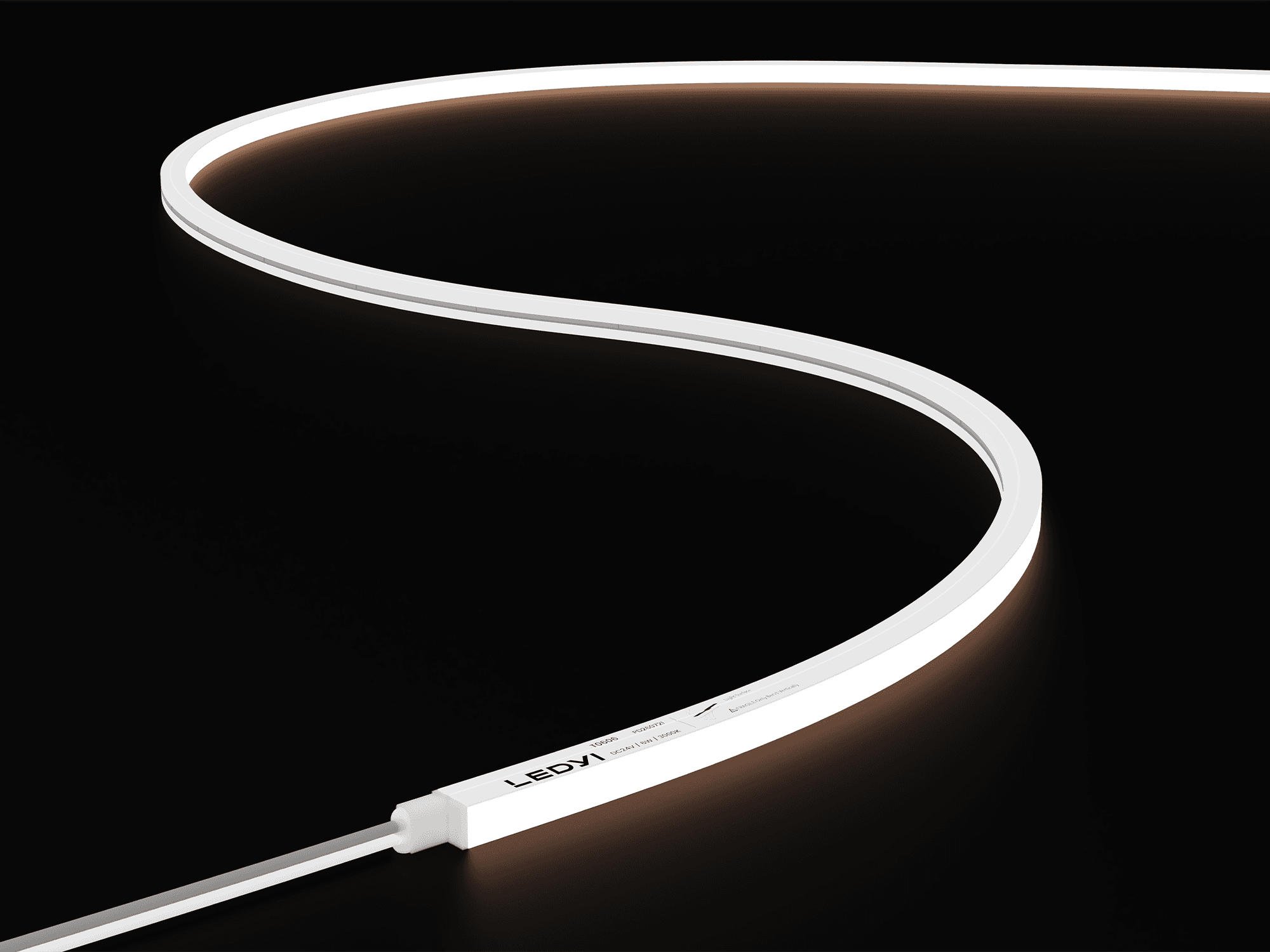 NS-T0606 top-bend LED neon flex strip with a white silicone body and illuminated top surface