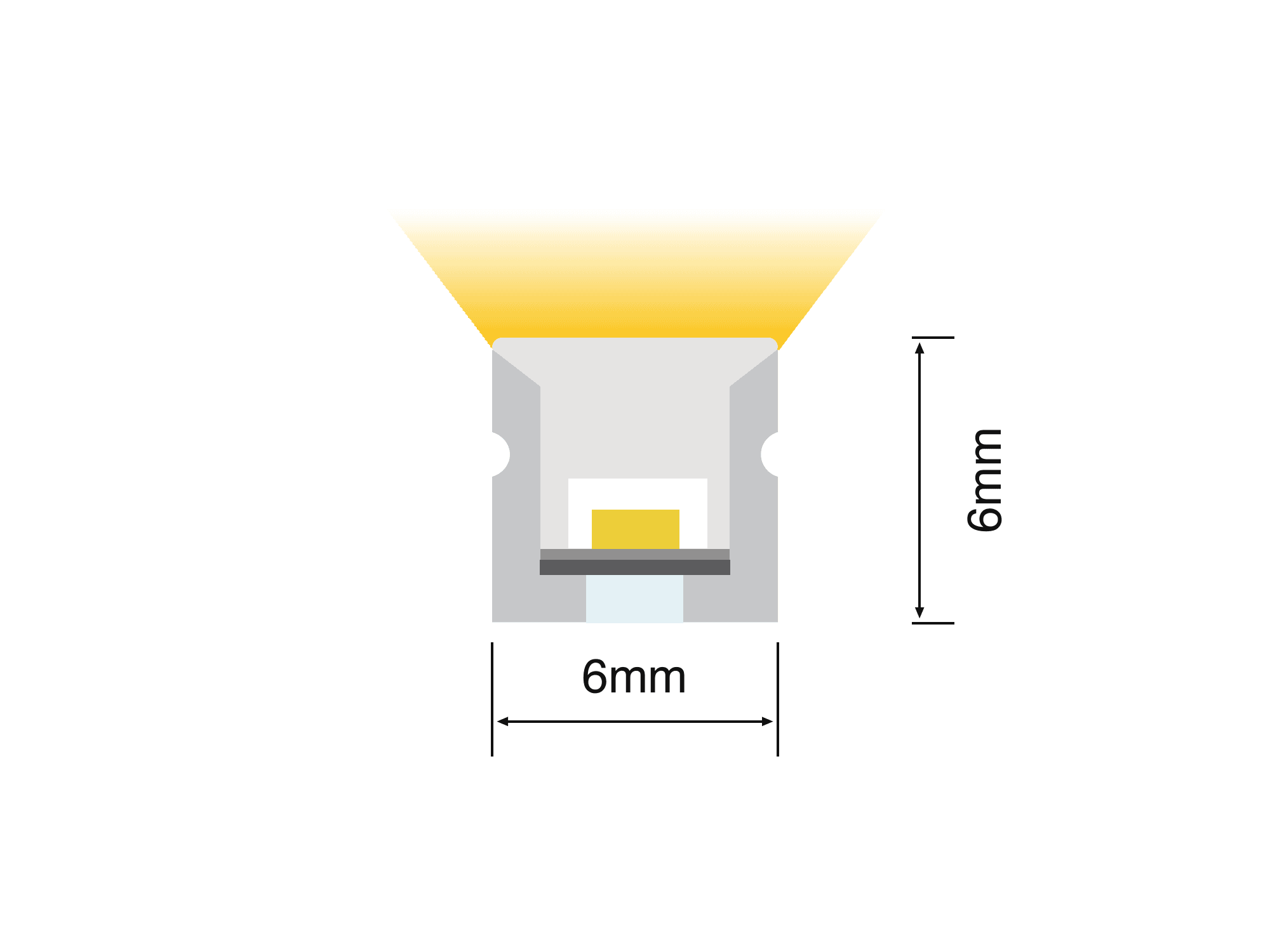 NS-T0606 cross-section drawing showing the 6 mm by 6 mm silicone profile