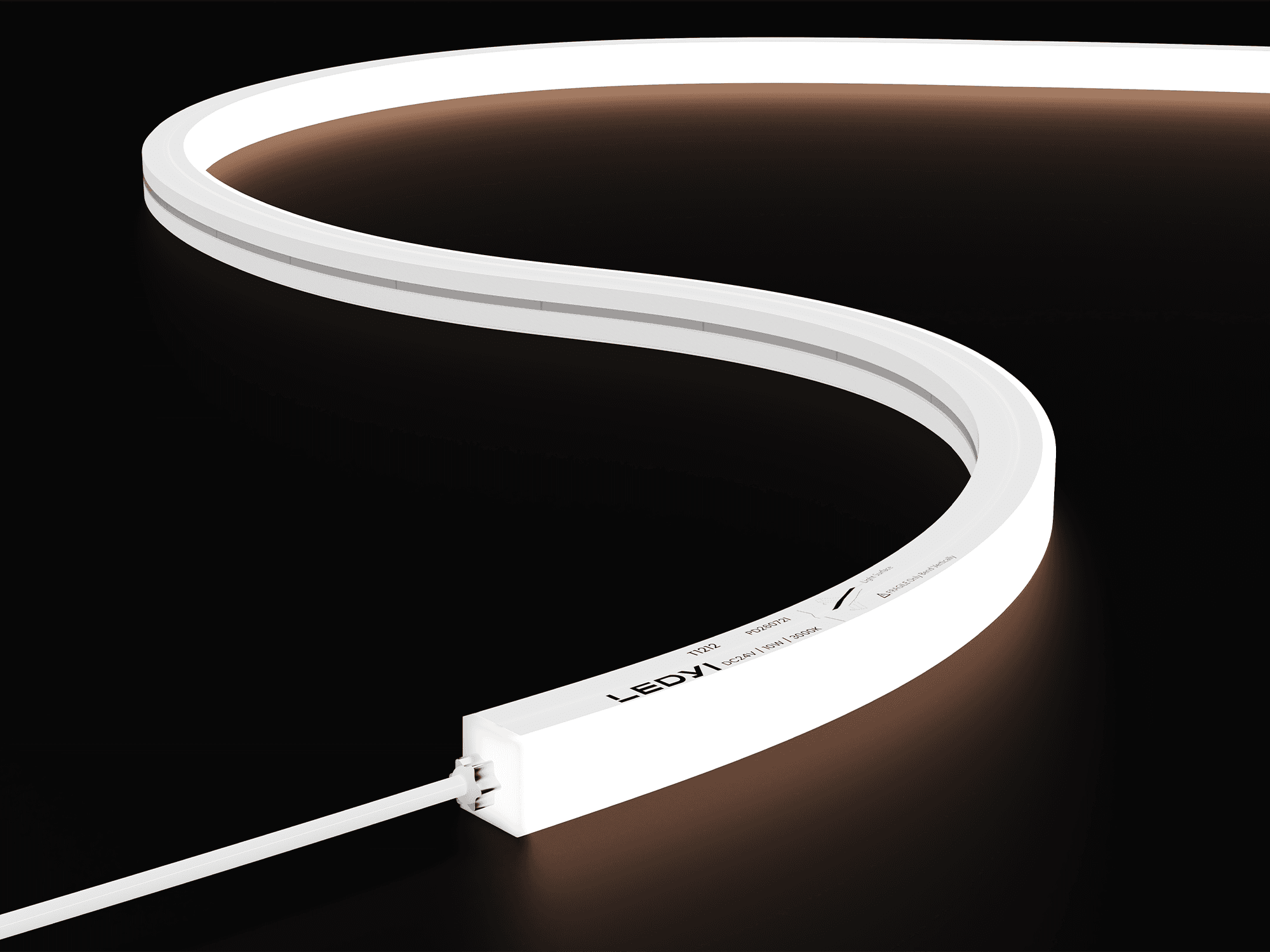NS-T1212 top-bend LED neon flex strip with a white silicone body and illuminated top surface