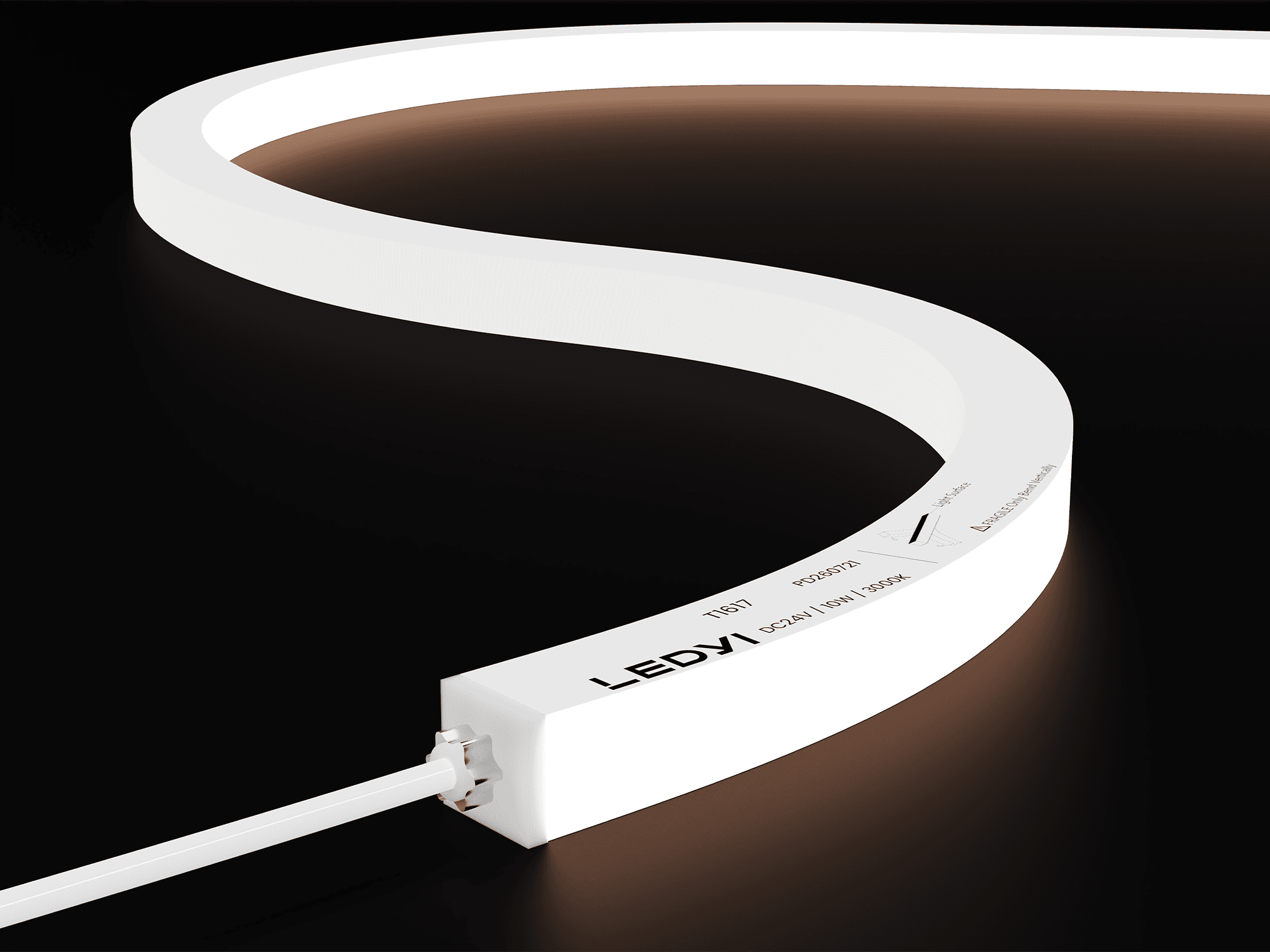 NS-T1617 top-bend LED neon flex strip with a white silicone body and illuminated top surface