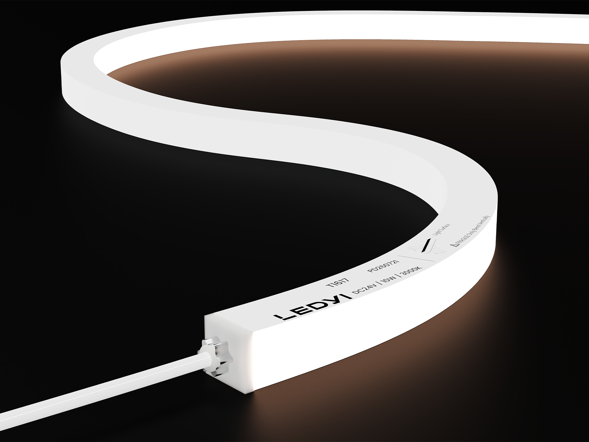 NS-T1617F top-bend Full Spectrum LED neon flex with a white silicone body and illuminated top surface
