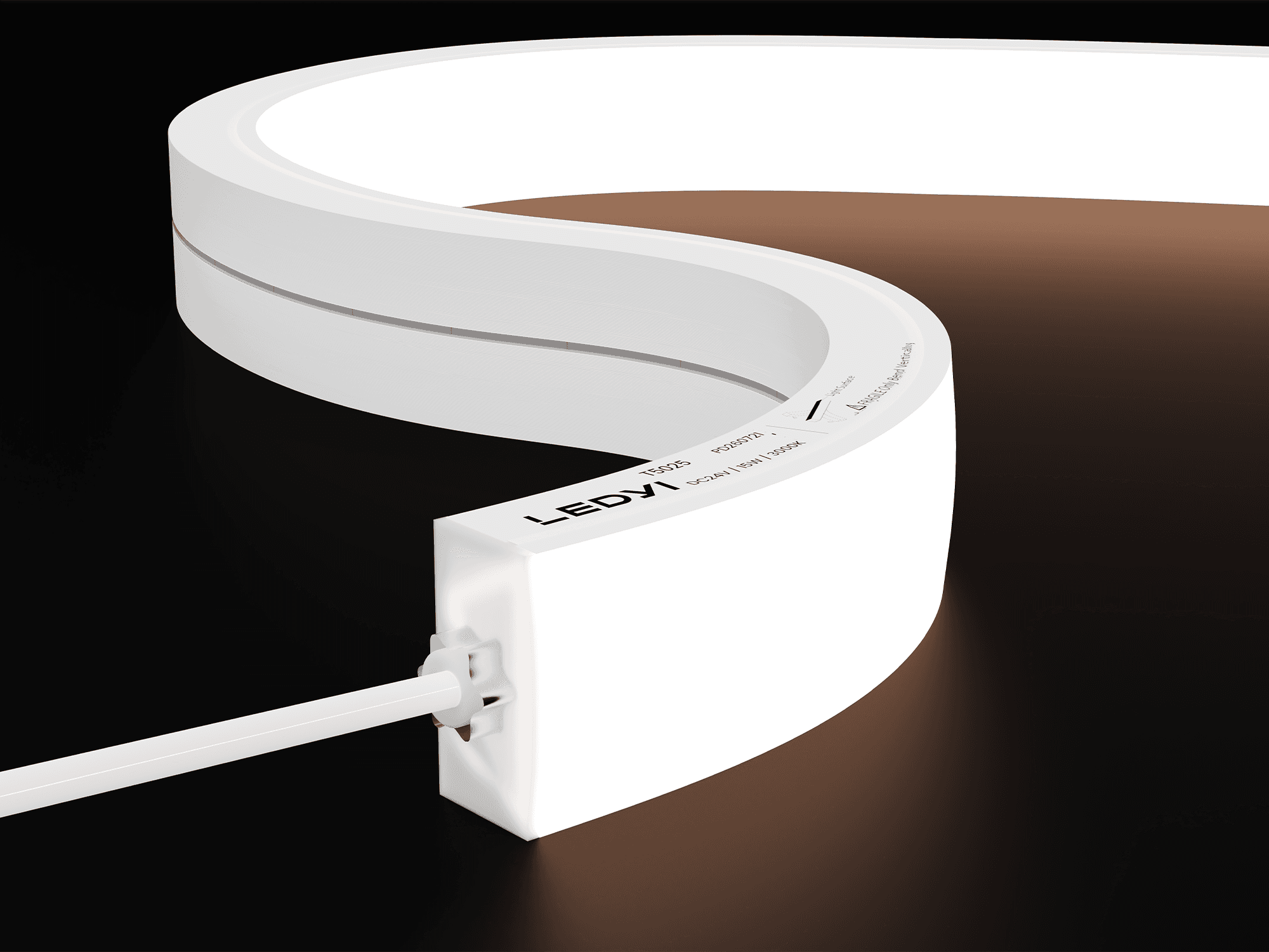 NS-T5025 top-bend LED neon flex strip with a white silicone body and illuminated top surface