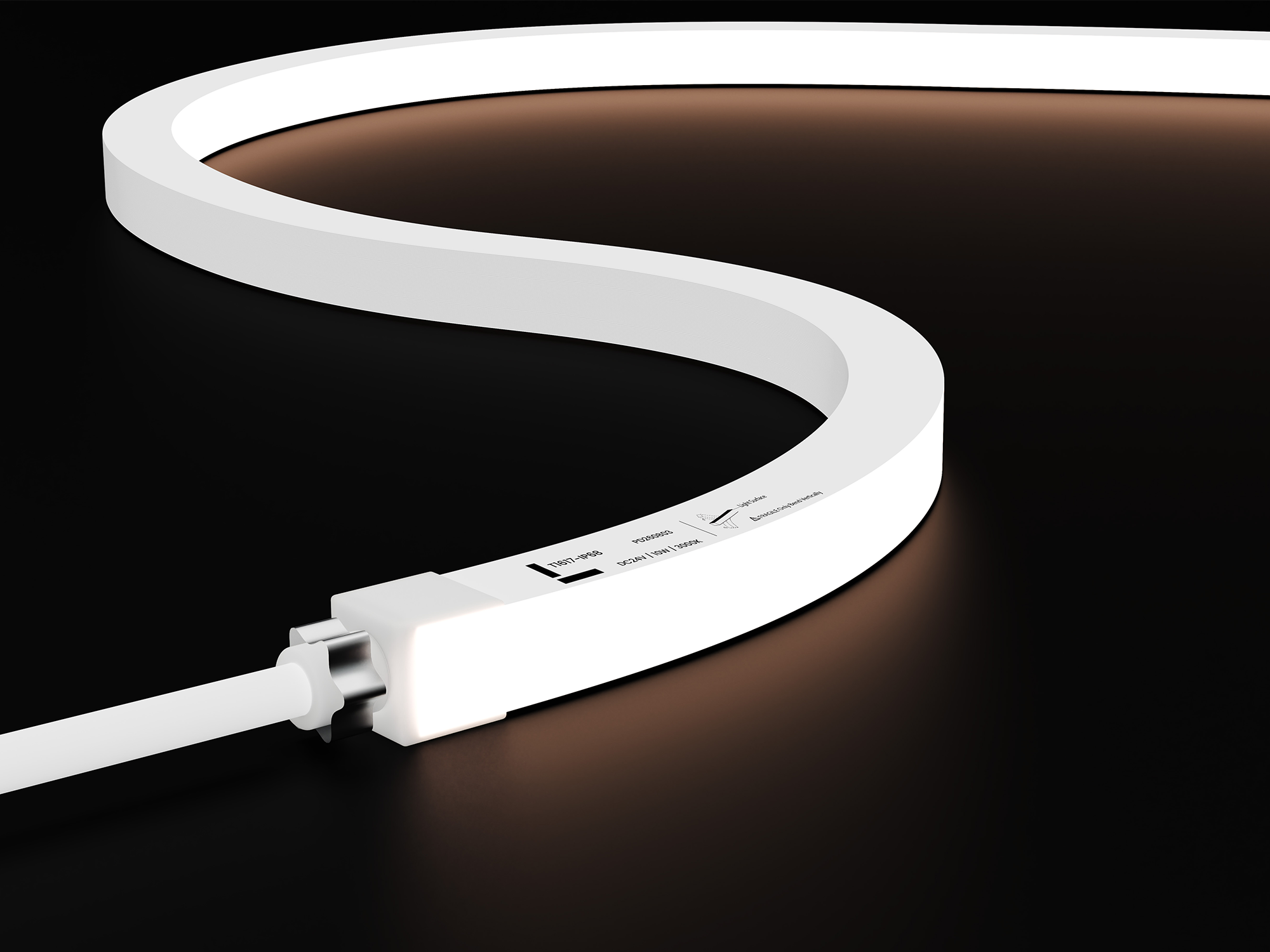 NW-T1617-UL676 UL 676 certified top-bend underwater LED neon flex with a white silicone body and illuminated top surface